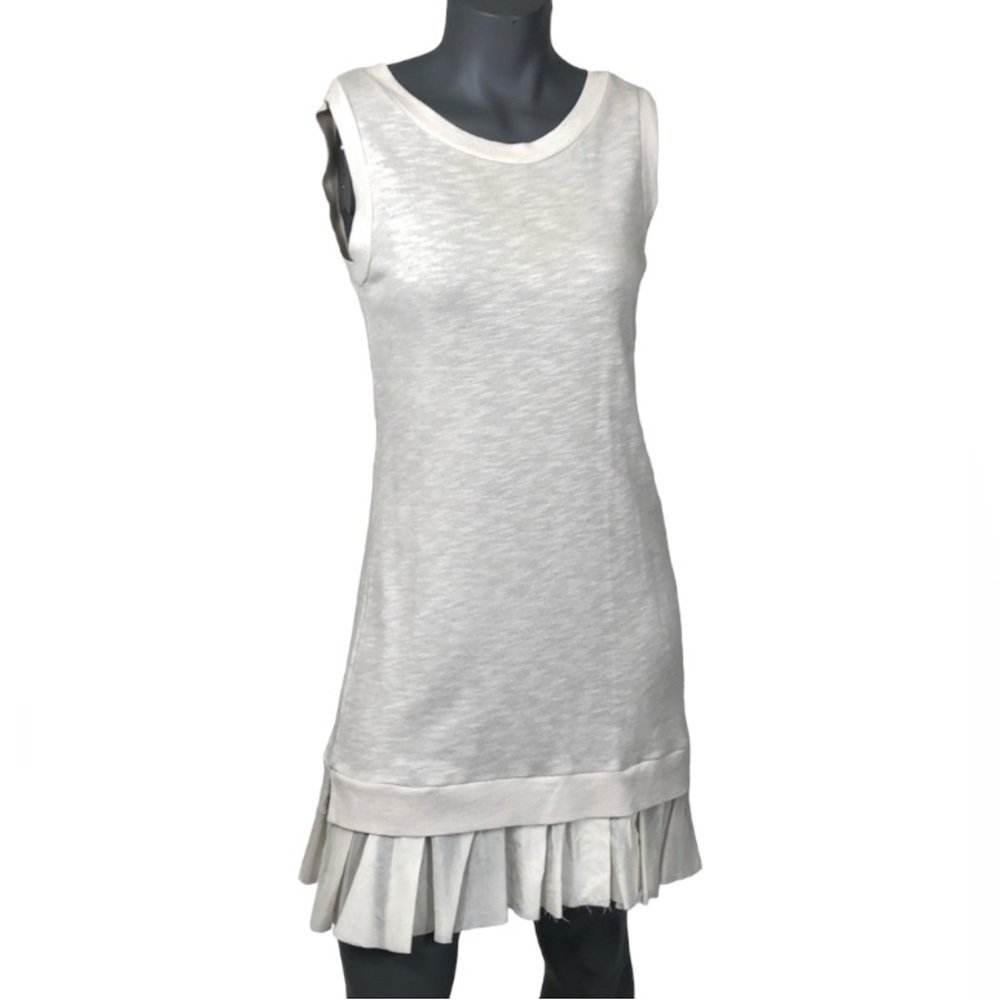 Clu mini cream Sun dress lace paneled sleeveless with silk ruffled  bottom XS